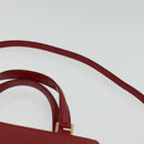 Salvatore Ferragamo Gancini Hand Bag Leather 2way Red Gold Auth 141492-15