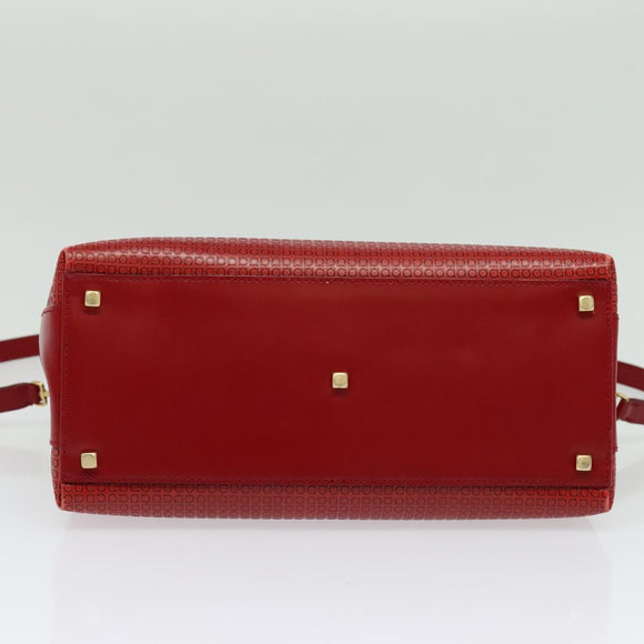 Salvatore Ferragamo Gancini Hand Bag Leather 2way Red Gold Auth 141492