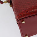 Salvatore Ferragamo Gancini Hand Bag Leather 2way Red Gold Auth 141492-17