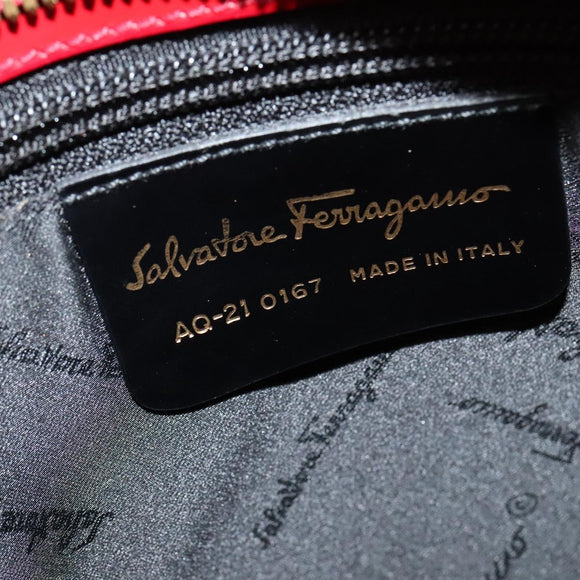 Salvatore Ferragamo Gancini Hand Bag Leather 2way Red Gold Auth 141492