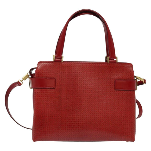 Salvatore Ferragamo Gancini Hand Bag Leather 2way Red Gold Auth 141492