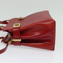 Salvatore Ferragamo Gancini Hand Bag Leather 2way Red Gold Auth 141492-3