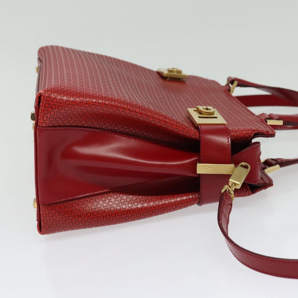 Salvatore Ferragamo Gancini Hand Bag Leather 2way Red Gold Auth 141492
