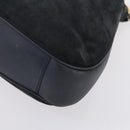 GUCCI Bamboo Shoulder Bag Suede 2way Black Gold 001 1781 1577 Auth 141499-9