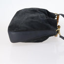 GUCCI Bamboo Shoulder Bag Suede 2way Black Gold 001 1781 1577 Auth 141499-3