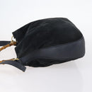 GUCCI Bamboo Shoulder Bag Suede 2way Black Gold 001 1781 1577 Auth 141499-4