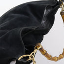 GUCCI Bamboo Shoulder Bag Suede 2way Black Gold 001 1781 1577 Auth 141499-6