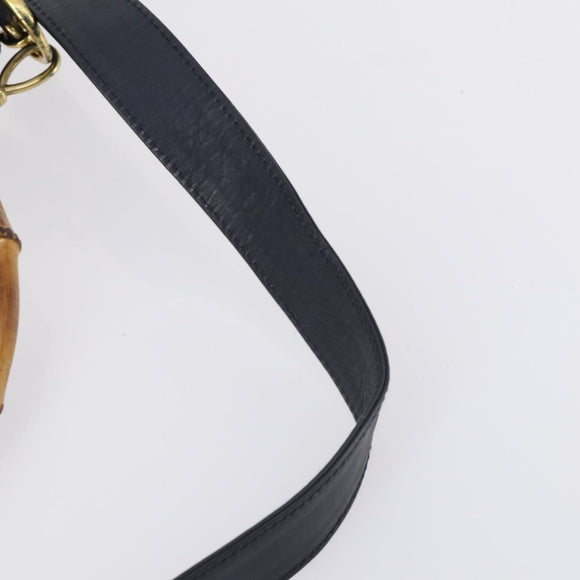 GUCCI Bamboo Shoulder Bag Suede 2way Black Gold 001 1781 1577 Auth 141499