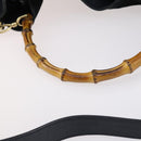 GUCCI Bamboo Shoulder Bag Suede 2way Black Gold 001 1781 1577 Auth 141499-8