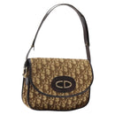 Christian Dior Trotter Canvas Shoulder Bag Brown Gold Auth 141500-1