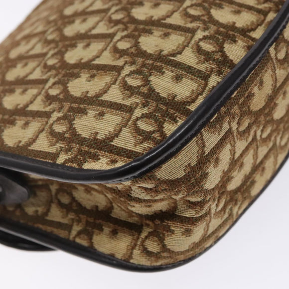Christian Dior Trotter Canvas Shoulder Bag Brown Gold Auth 141500