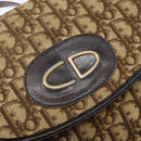 Christian Dior Trotter Canvas Shoulder Bag Brown Gold Auth 141500-17