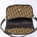 Christian Dior Trotter Canvas Shoulder Bag Brown Gold Auth 141500-10