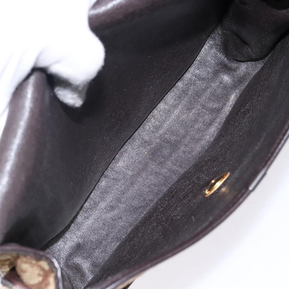 Christian Dior Trotter Canvas Shoulder Bag Brown Gold Auth 141500