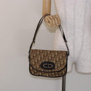 Christian Dior Trotter Canvas Shoulder Bag Brown Gold Auth 141500-20