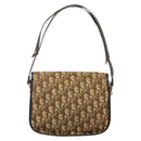 Christian Dior Trotter Canvas Shoulder Bag Brown Gold Auth 141500-2