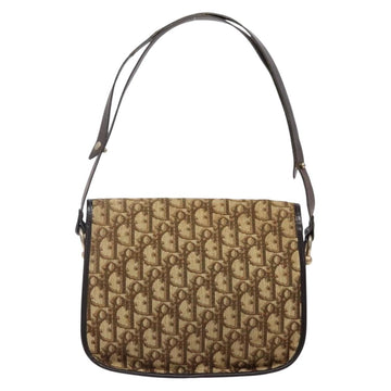 Christian Dior Trotter Canvas Shoulder Bag Brown Gold Auth 141500 - 0
