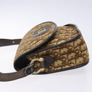 Christian Dior Trotter Canvas Shoulder Bag Brown Gold Auth 141500-4