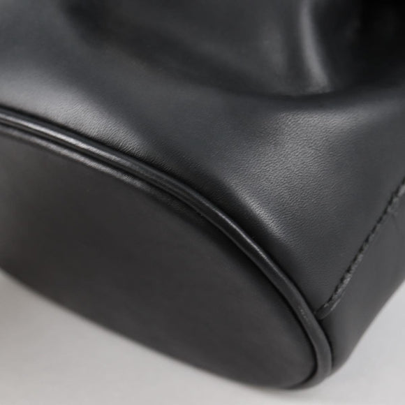 Salvatore Ferragamo Gancini Shoulder Bag Rattan Black Gold Auth 141501V