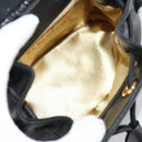 Salvatore Ferragamo Gancini Shoulder Bag Rattan Black Gold Auth 141501V-18