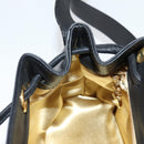 Salvatore Ferragamo Gancini Shoulder Bag Rattan Black Gold Auth 141501V-20