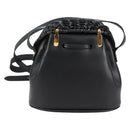 Salvatore Ferragamo Gancini Shoulder Bag Rattan Black Gold Auth 141501V-3