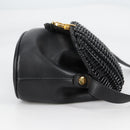 Salvatore Ferragamo Gancini Shoulder Bag Rattan Black Gold Auth 141501V-5