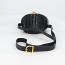 Salvatore Ferragamo Gancini Shoulder Bag Rattan Black Gold Auth 141501V-7