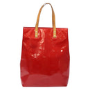 LOUIS VUITTON Monogram Vernis Reade MM Hand Bag Red Rouge M91086 LV Auth 141504-13