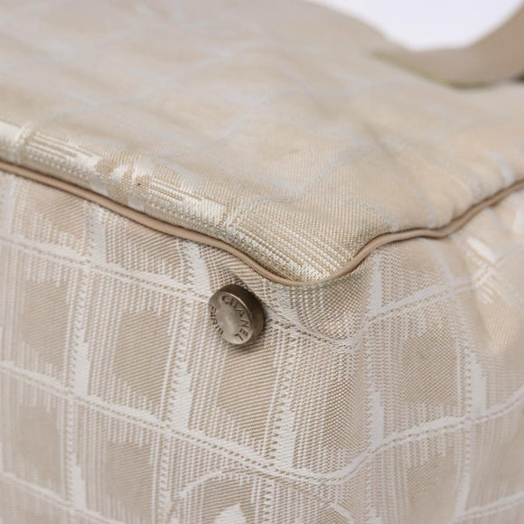 CHANEL New Travel line Hand Bag Nylon Beige Silver CC Auth 141510