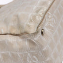 CHANEL New Travel line Hand Bag Nylon Beige Silver CC Auth 141510-13