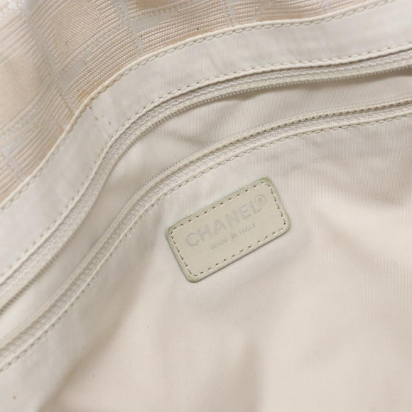 CHANEL New Travel line Hand Bag Nylon Beige Silver CC Auth 141510