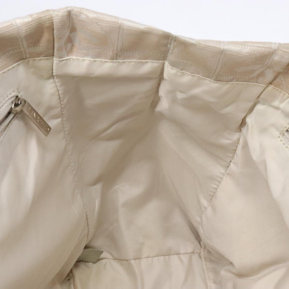 CHANEL New Travel line Hand Bag Nylon Beige Silver CC Auth 141510