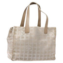 CHANEL New Travel line Hand Bag Beige Silver CC Auth 141510-1