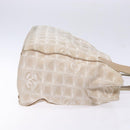 CHANEL New Travel line Hand Bag Nylon Beige Silver CC Auth 141510-4