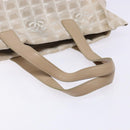 CHANEL New Travel line Hand Bag Nylon Beige Silver CC Auth 141510-7