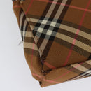 BURBERRY Nova Check Blue Label Shoulder Bag Canvas Brown Silver Auth 141511-15