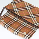 BURBERRY Nova Check Blue Label Shoulder Bag Canvas Brown Silver Auth 141511-10