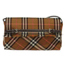 BURBERRY Nova Check Blue Label Shoulder Bag Canvas Brown Silver Auth 141511-13