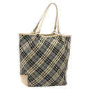 BURBERRY Nova Check Blue Label Tote Bag Canvas Navy Silver Auth 141512-1