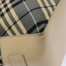 BURBERRY Nova Check Blue Label Tote Bag Canvas Navy Silver Auth 141512-9