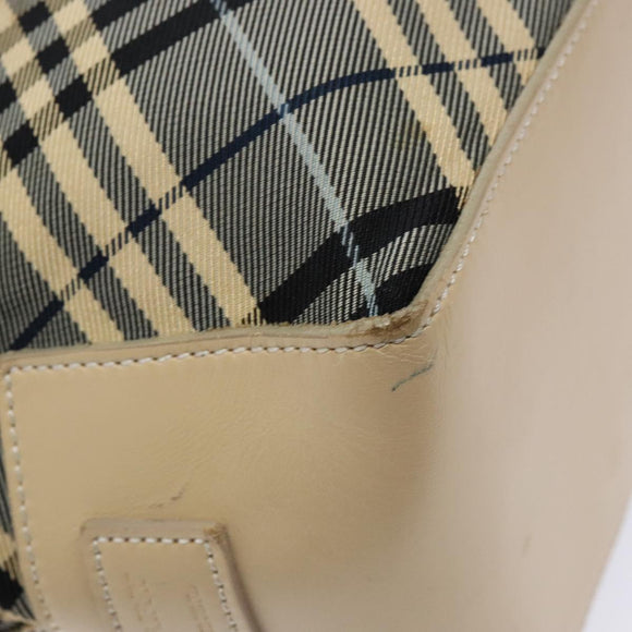 BURBERRY Nova Check Blue Label Tote Bag Canvas Navy Silver Auth 141512