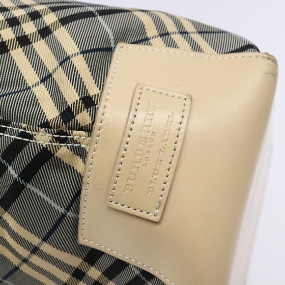 BURBERRY Nova Check Blue Label Tote Bag Canvas Navy Silver Auth 141512