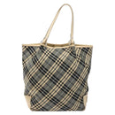 BURBERRY Nova Check Blue Label Tote Bag Canvas Navy Silver Auth 141512-13