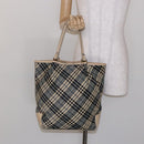 BURBERRY Nova Check Blue Label Tote Bag Canvas Navy Silver Auth 141512-20