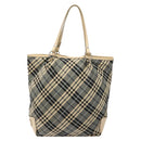 BURBERRY Nova Check Blue Label Tote Bag Canvas Navy Silver Auth 141512-2