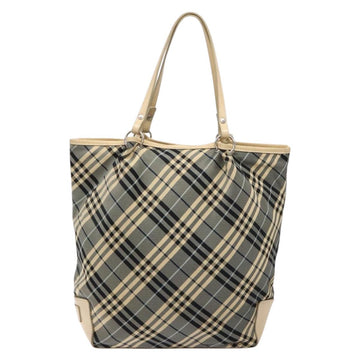 BURBERRY Nova Check Blue Label Tote Bag Canvas Navy Silver Auth 141512 - 0