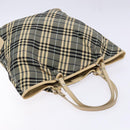 BURBERRY Nova Check Blue Label Tote Bag Canvas Navy Silver Auth 141512-6