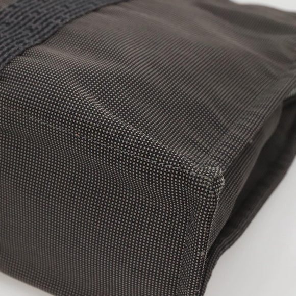 HERMES Her Line MM Hand Bag Canvas Gray Silver Auth 141514