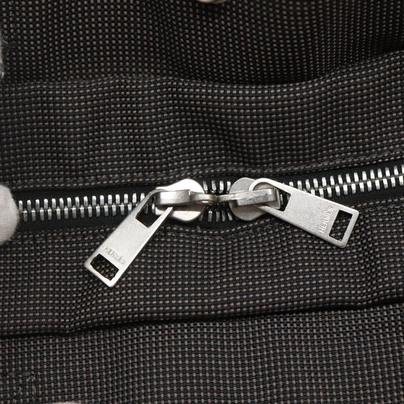 HERMES Her Line MM Hand Bag Canvas Gray Silver Auth 141514